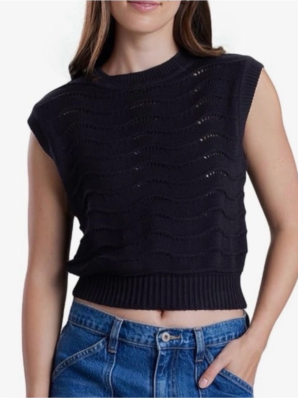 UnionBay Black Sleeveless Knit Crop Top